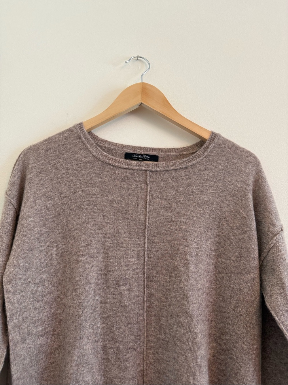 Saks Fifth Avenue 100% Cashmere Tunic Sweater S/P Taupe Casual Comfy Chic Layer - Picture 5 of 11